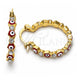 Oro Laminado Small Hoop, Gold Filled Style Evil Eye Design, with White Crystal, Red Enamel Finish, Golden Finish, 02.213.0367.1.25