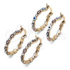 Oro Laminado Small Hoop, Gold Filled Style Evil Eye Design, with White Crystal, Red Enamel Finish, Golden Finish, 02.213.0315.1.25