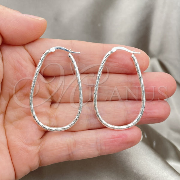 Sterling Silver Hoop Earrings — Medium Hoop Diamond Cutting 02. — alternate product view — SKU 147156 | Plata 925 aretes de aro — Medium Hoop Diamond Cutting 02. — SKU 147156