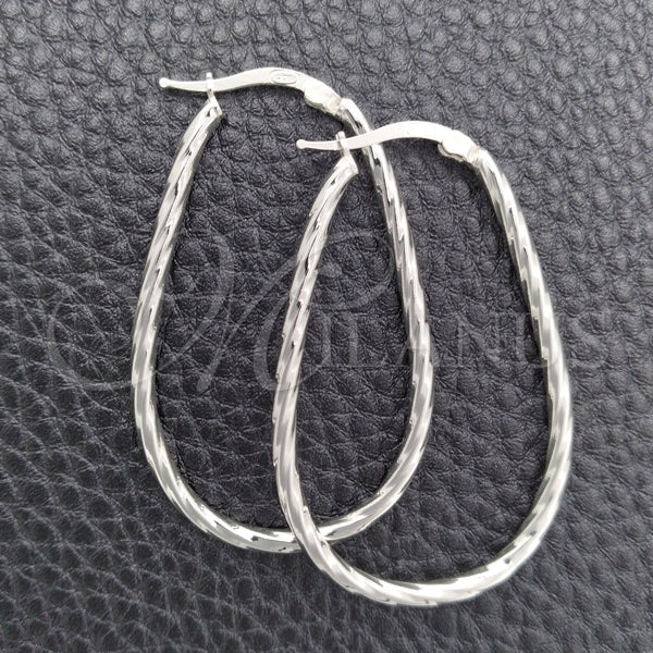 Sterling Silver Hoop Earrings — Medium Hoop Diamond Cutting 02. — main product view — SKU 147156 | Plata 925 aretes de aro — Medium Hoop Diamond Cutting 02. — SKU 147156