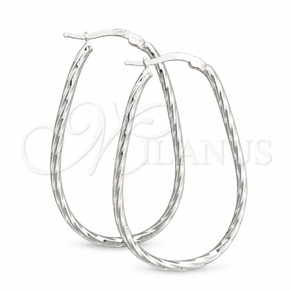 Sterling Silver Hoop Earrings — Medium Hoop Diamond Cutting 02. — main product view — SKU 147156 | Plata 925 aretes de aro — Medium Hoop Diamond Cutting 02. — SKU 147156