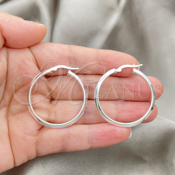 Sterling Silver Hoop Earrings — Medium Hoop Polished 02. — alternate product view — SKU 147158 | Plata 925 aretes de aro — Medium Hoop pulido 02. — SKU 147158