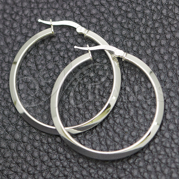 Sterling Silver Hoop Earrings — Medium Hoop Polished 02. — main product view — SKU 147158 | Plata 925 aretes de aro — Medium Hoop pulido 02. — SKU 147158