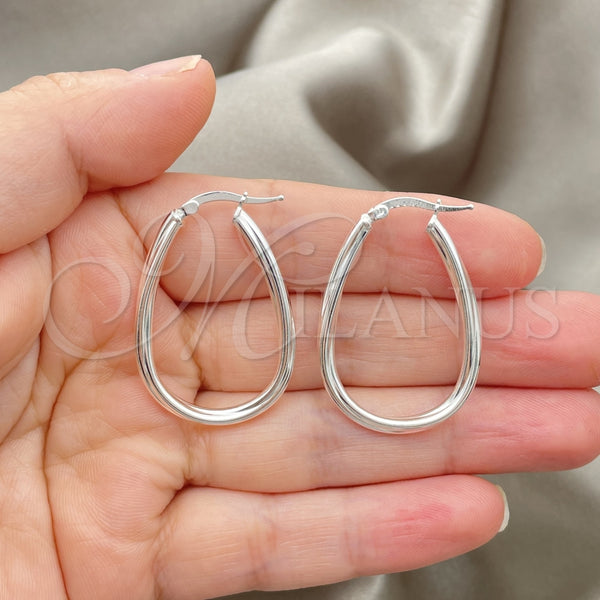 Sterling Silver Hoop Earrings — Medium Hoop Polished 02. — alternate product view — SKU 147159 | Plata 925 aretes de aro — Medium Hoop pulido 02. — SKU 147159