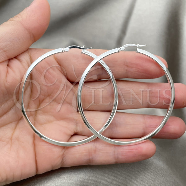 Sterling Silver Hoop Earrings — Large Hoop Polished 02. — alternate product view — SKU 147160 | Plata 925 aretes de aro — Large Hoop pulido 02. — SKU 147160