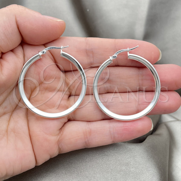Sterling Silver Hoop Earrings — Medium Hoop Polished 02. — alternate product view — SKU 147163 | Plata 925 aretes de aro — Medium Hoop pulido 02. — SKU 147163