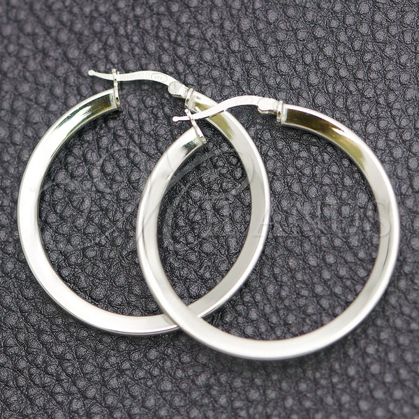 Sterling Silver Hoop Earrings — Medium Hoop Polished 02. — main product view — SKU 147163 | Plata 925 aretes de aro — Medium Hoop pulido 02. — SKU 147163