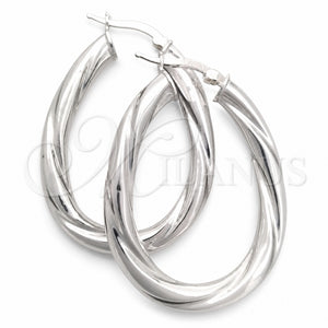 Sterling Silver Medium Hoop, Twist Design, Diamond Cutting Finish, Silver Finish, 02.389.0100.40