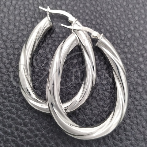 Sterling Silver Medium Hoop, Twist Design, Diamond Cutting Finish, Silver Finish, 02.389.0100.40