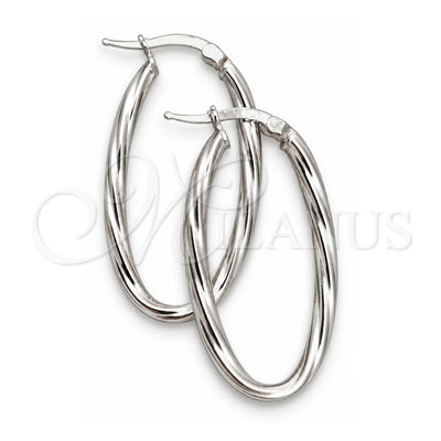 Sterling Silver Medium Hoop, Twist Design, Diamond Cutting Finish, Silver Finish, 02.389.0102.30