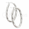 Sterling Silver Medium Hoop, Twist Design, Diamond Cutting Finish, Silver Finish, 02.389.0102.30