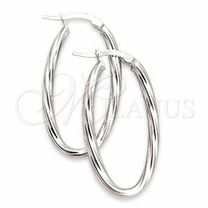 Sterling Silver Medium Hoop, Twist Design, Diamond Cutting Finish, Silver Finish, 02.389.0102.30