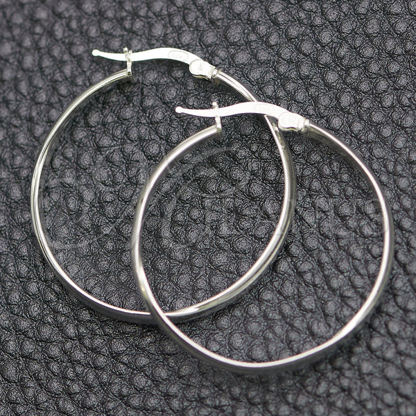Sterling Silver Hoop Earrings — Medium Hoop Polished 02. — main product view — SKU 147168 | Plata 925 aretes de aro — Medium Hoop pulido 02. — SKU 147168