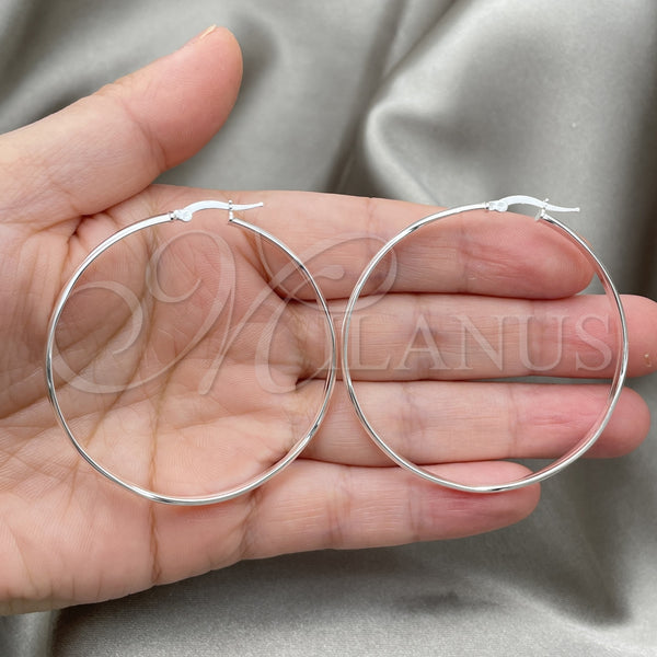 Sterling Silver Hoop Earrings — Large Hoop Polished 02. — alternate product view — SKU 147169 | Plata 925 aretes de aro — Large Hoop pulido 02. — SKU 147169