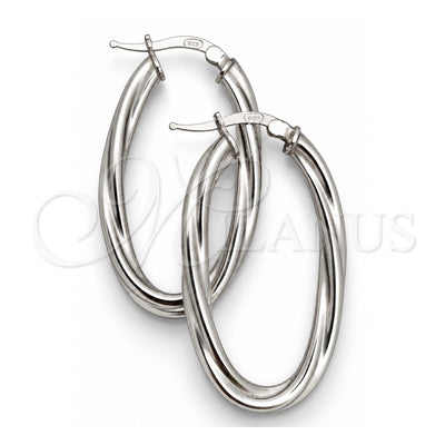 Sterling Silver Medium Hoop, Twist Design, Diamond Cutting Finish, Silver Finish, 02.389.0103.30