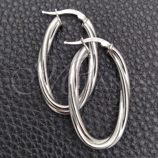 Sterling Silver Hoop Earrings — Medium Hoop Twist Design Diamond Cutting 02. — main product view — SKU 147170 | Plata 925 aretes de aro — Medium Hoop Twist diseño Diamond Cutting 02. — SKU 147170