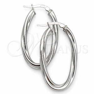 Sterling Silver Medium Hoop, Twist Design, Diamond Cutting Finish, Silver Finish, 02.389.0103.30