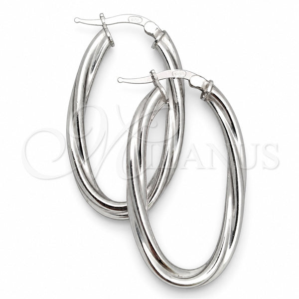 Sterling Silver Medium Hoop, Twist Design, Diamond Cutting Finish, Silver Finish, 02.389.0103.30