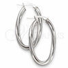 Sterling Silver Medium Hoop, Twist Design, Diamond Cutting Finish, Silver Finish, 02.389.0103.30