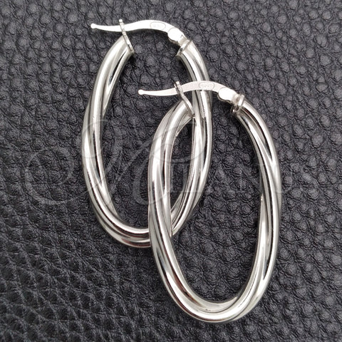 Sterling Silver Medium Hoop, Twist Design, Diamond Cutting Finish, Silver Finish, 02.389.0103.30