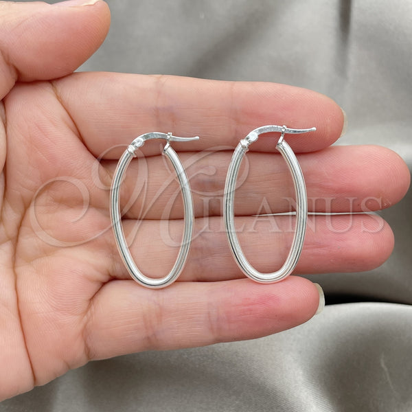 Sterling Silver Hoop Earrings — Medium Hoop Polished 02. — alternate product view — SKU 147172 | Plata 925 aretes de aro — Medium Hoop pulido 02. — SKU 147172