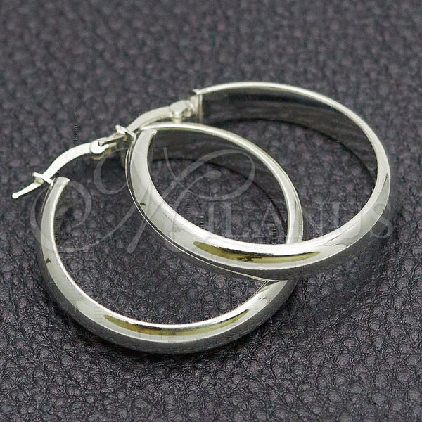 Sterling Silver Hoop Earrings — Medium Hoop Polished 02. — main product view — SKU 147173 | Plata 925 aretes de aro — Medium Hoop pulido 02. — SKU 147173