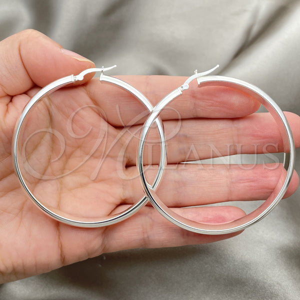 Sterling Silver Hoop Earrings — Large Hoop Polished 02. — alternate product view — SKU 147174 | Plata 925 aretes de aro — Large Hoop pulido 02. — SKU 147174