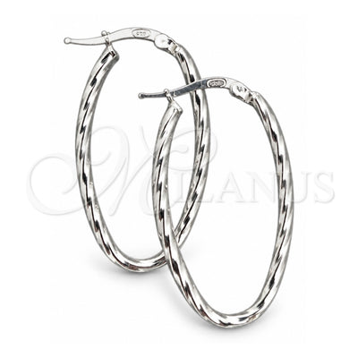 Sterling Silver Medium Hoop, Twist Design, Diamond Cutting Finish, Silver Finish, 02.389.0106.30