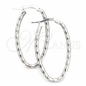 Sterling Silver Medium Hoop, Twist Design, Diamond Cutting Finish, Silver Finish, 02.389.0106.30