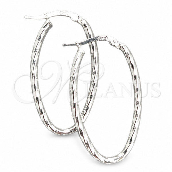 Sterling Silver Medium Hoop, Twist Design, Diamond Cutting Finish, Silver Finish, 02.389.0106.30