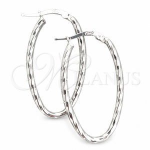 Sterling Silver Medium Hoop, Twist Design, Diamond Cutting Finish, Silver Finish, 02.389.0106.30