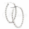 Sterling Silver Medium Hoop, Twist Design, Diamond Cutting Finish, Silver Finish, 02.389.0106.30