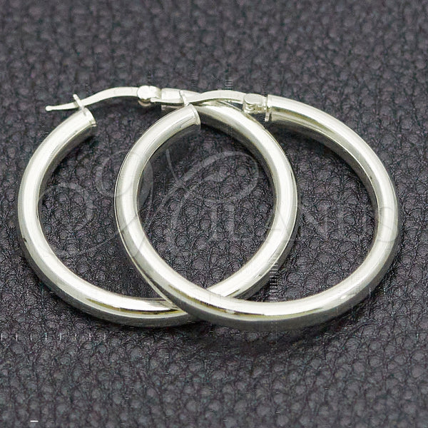Sterling Silver Hoop Earrings — Medium Hoop Polished 02. — main product view — SKU 147176 | Plata 925 aretes de aro — Medium Hoop pulido 02. — SKU 147176