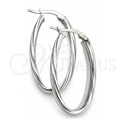 Sterling Silver Medium Hoop, Twist Design, Diamond Cutting Finish, Silver Finish, 02.389.0108.30
