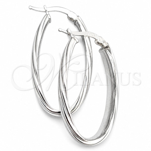 Sterling Silver Medium Hoop, Twist Design, Diamond Cutting Finish, Silver Finish, 02.389.0108.30