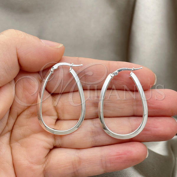 Sterling Silver Hoop Earrings — Medium Hoop Polished 02. — alternate product view — SKU 147180 | Plata 925 aretes de aro — Medium Hoop pulido 02. — SKU 147180