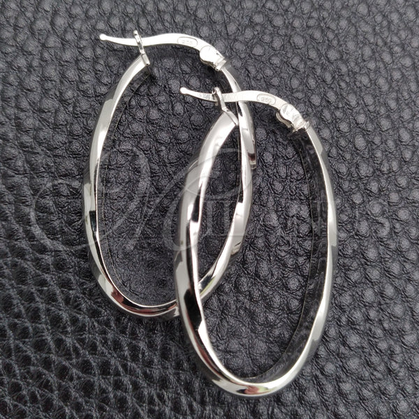 Sterling Silver Hoop Earrings — Medium Hoop Twist Design Diamond Cutting 02. — main product view — SKU 147184 | Plata 925 aretes de aro — Medium Hoop Twist diseño Diamond Cutting 02. — SKU 147184