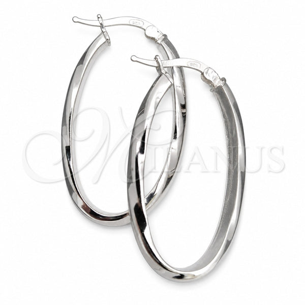 Sterling Silver Medium Hoop, Twist Design, Diamond Cutting Finish, Silver Finish, 02.389.0112.30