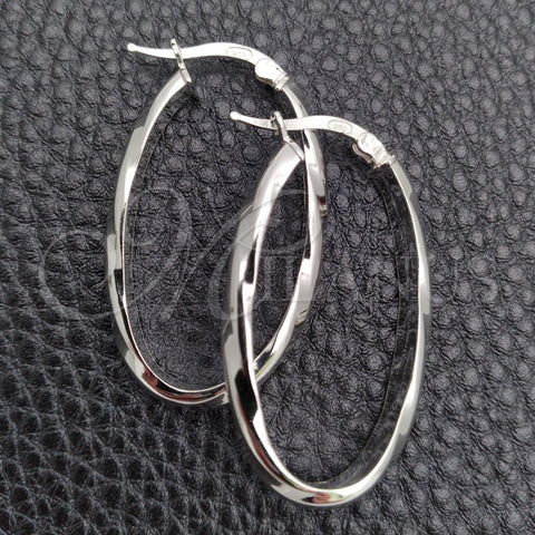 Sterling Silver Medium Hoop, Twist Design, Diamond Cutting Finish, Silver Finish, 02.389.0112.30