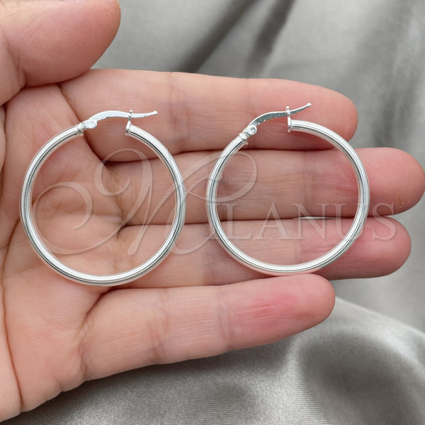 Sterling Silver Hoop Earrings — Medium Hoop Polished 02. — alternate product view — SKU 147185 | Plata 925 aretes de aro — Medium Hoop pulido 02. — SKU 147185