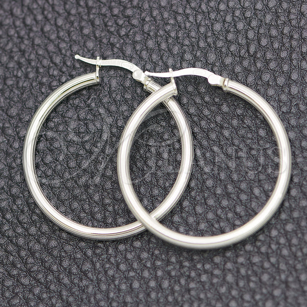 Sterling Silver Hoop Earrings — Medium Hoop Polished 02. — main product view — SKU 147185 | Plata 925 aretes de aro — Medium Hoop pulido 02. — SKU 147185