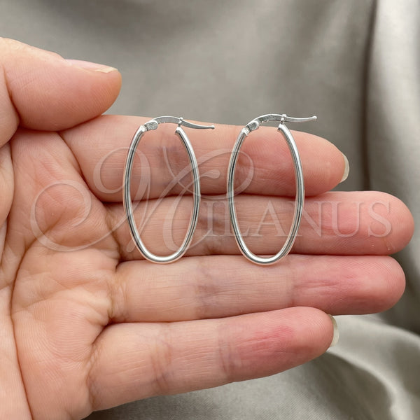 Sterling Silver Hoop Earrings — Medium Hoop Polished 02. — alternate product view — SKU 147187 | Plata 925 aretes de aro — Medium Hoop pulido 02. — SKU 147187
