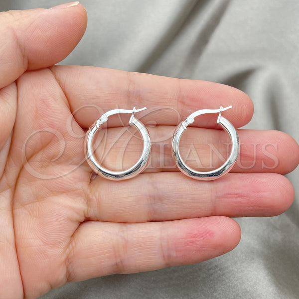 Sterling Silver Hoop Earrings — Small Hoop Diamond Cutting 02. — alternate product view — SKU 147188 | Plata 925 aretes de aro — Small Hoop Diamond Cutting 02. — SKU 147188