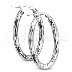 Sterling Silver Medium Hoop, Twist Design, Diamond Cutting Finish, Silver Finish, 02.389.0116.30