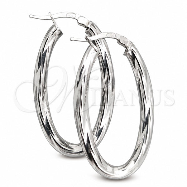 Sterling Silver Medium Hoop, Twist Design, Diamond Cutting Finish, Silver Finish, 02.389.0116.30