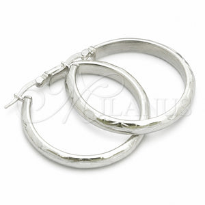 Sterling Silver Medium Hoop, Diamond Cutting Finish, Silver Finish, 02.389.0114.30