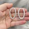 Sterling Silver Medium Hoop, Twist Design, Diamond Cutting Finish, Silver Finish, 02.389.0117.30