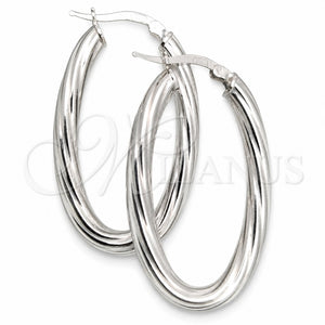 Sterling Silver Medium Hoop, Twist Design, Diamond Cutting Finish, Silver Finish, 02.389.0117.30