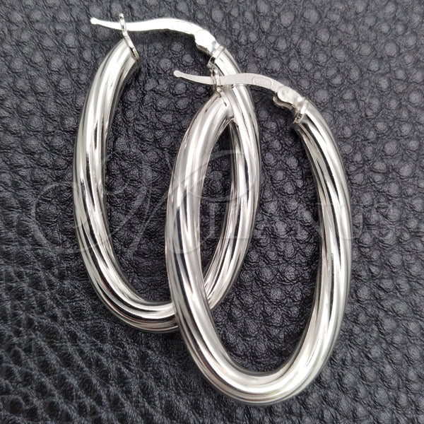 Sterling Silver Medium Hoop, Twist Design, Diamond Cutting Finish, Silver Finish, 02.389.0117.30