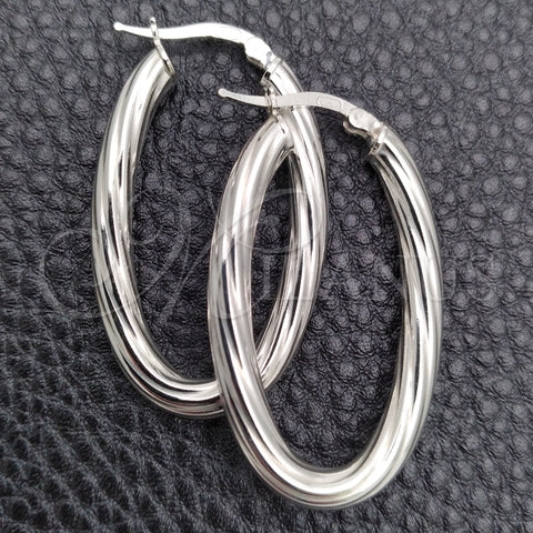 Sterling Silver Medium Hoop, Twist Design, Diamond Cutting Finish, Silver Finish, 02.389.0117.30